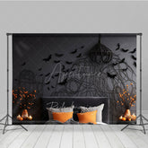 Aperturee Aperturee Gothic Bat Wall Photography Backdrop for Halloween Spooky Bedroom with Headboard Moody Dark Studio Photo Prop